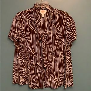 Talbots Cream and.Brown Blouse